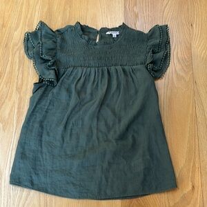 Nanette Lepore Green Ruffle Sleeve Top